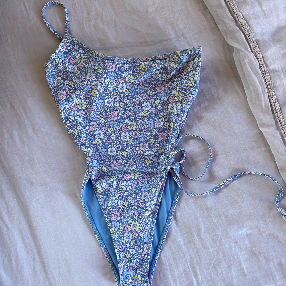 Frankie's Bikinis Floral One Piece - Blue and Pastel Hues